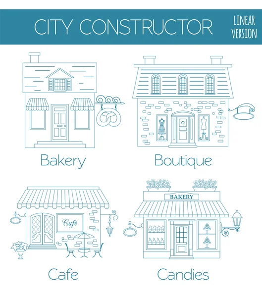 Great city map creator. Outline version. House constructor. Hous — Stockvector