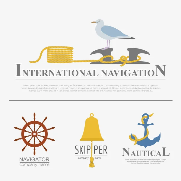 Conjunto de barco à vela e logotipos náuticos . —  Vetores de Stock