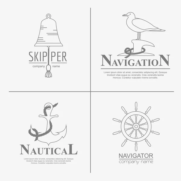 Conjunto de barco à vela e logotipos náuticos . —  Vetores de Stock