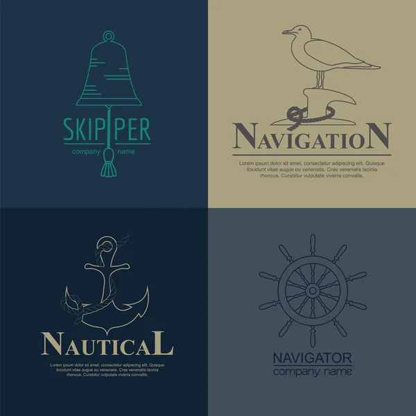 Yelkenli tekne ve deniz logolar. — Stok Vektör