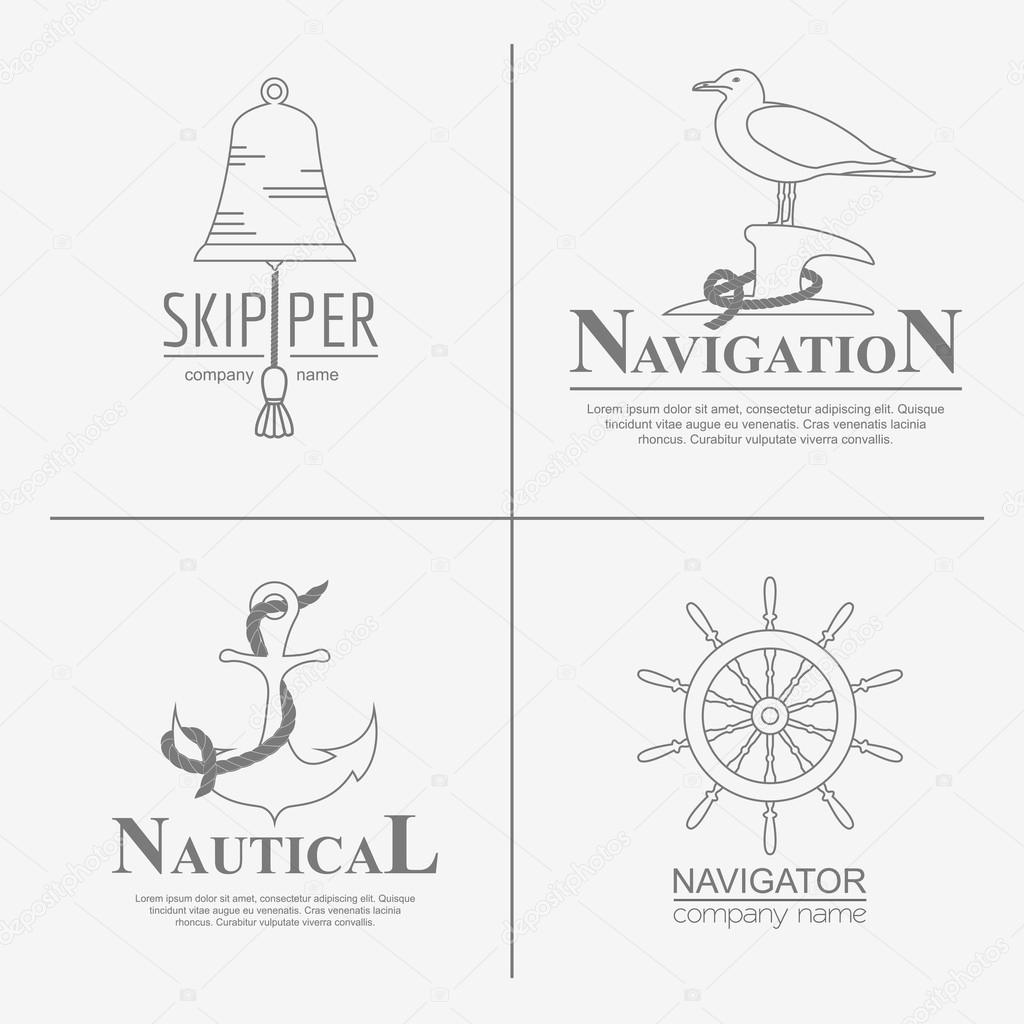 Set of sailing boat and nautical logos. 