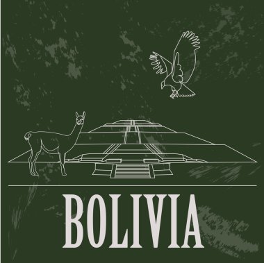 Bolivia landmarks. Retro styled image