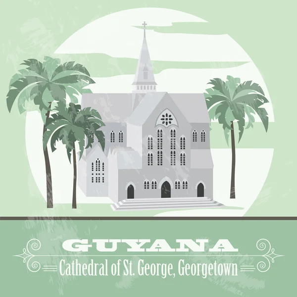 Repères guyanais. Image de style rétro. Cathédrale de St. George , — Image vectorielle