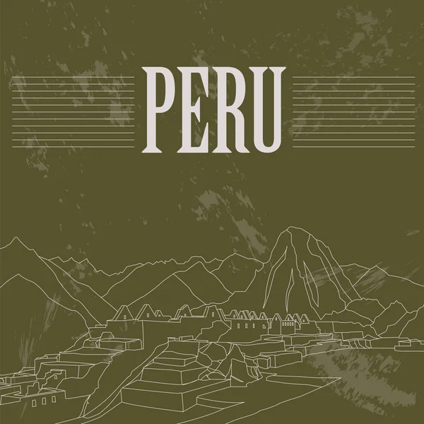 Penanda tanah Peru. Citra bergaya retro . - Stok Vektor