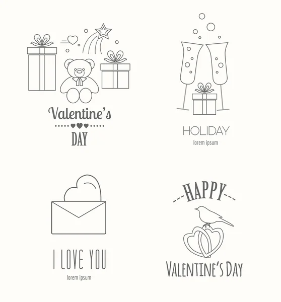 Valentine's day logo design template. Graphic elements with hear — Stock Vector