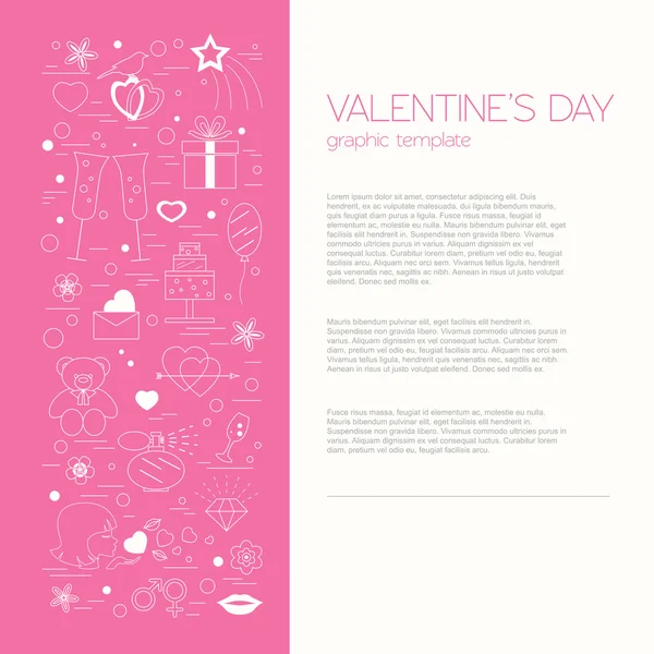 Plantilla de diseño del día de San Valentín. Elementos gráficos con corazones, un — Archivo Imágenes Vectoriales