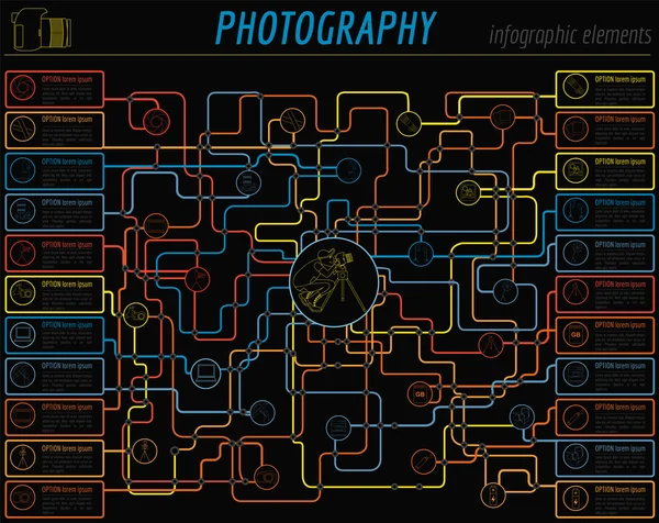 Infografika fotografie s fotografií, fotoaparát zařízení — Stockový vektor