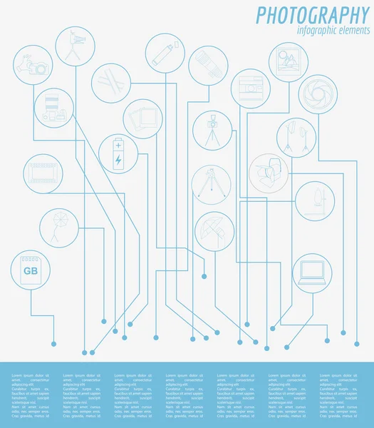 Φωτογραφία infographics σετ με φωτογραφία, φωτογραφικό εξοπλισμό — Διανυσματικό Αρχείο