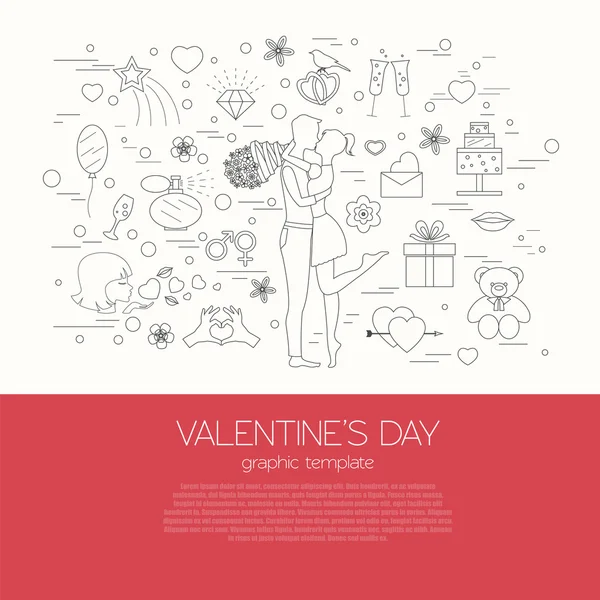 Aftelkalender voor Valentijnsdag ontwerpsjabloon. Grafische elementen met harten, een — Stockvector