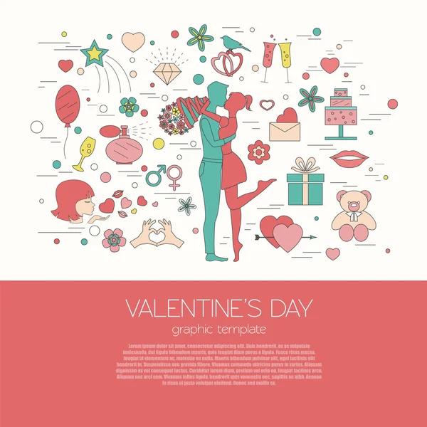 Modèle de conception Saint-Valentin. Éléments graphiques avec des cœurs, un — Image vectorielle