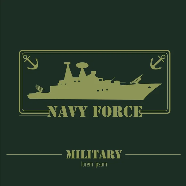 Katonai jel. Navy erő. Grafikus sablon — Stock Vector