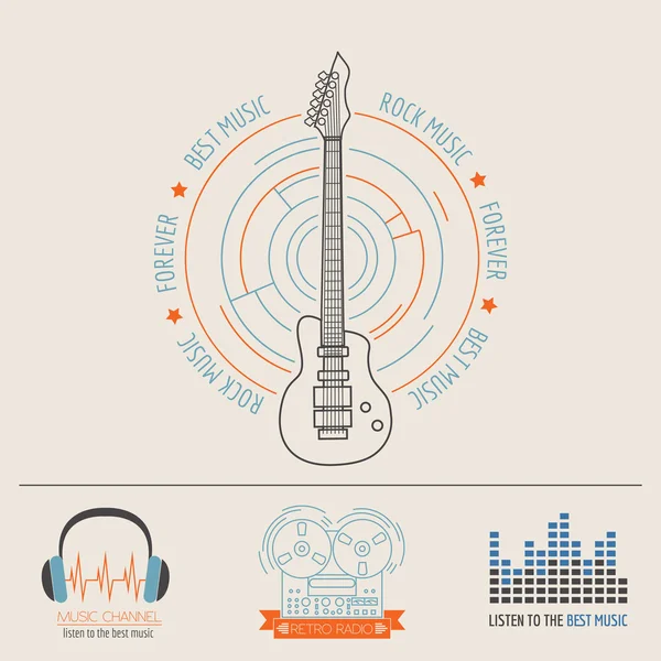 楽器のロゴとバッジ。グラフィック テンプレート — ストックベクタ