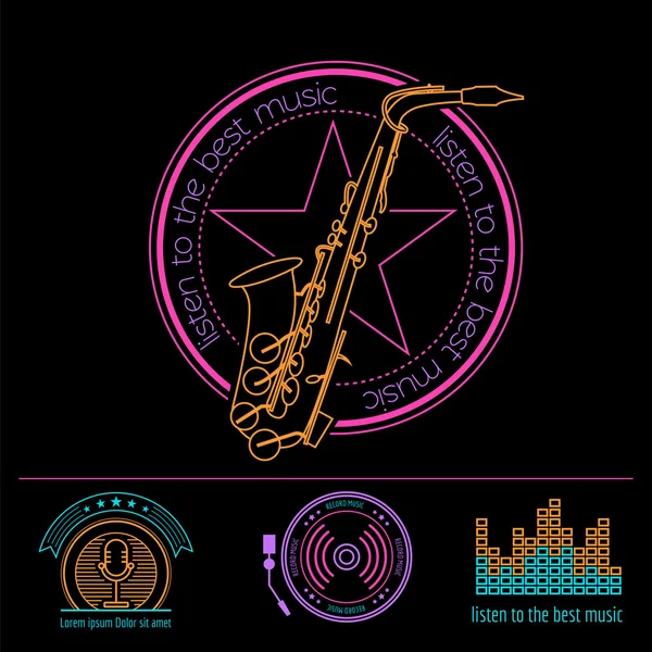 Müzik aletleri logolar ve rozetleri. Grafik şablonu