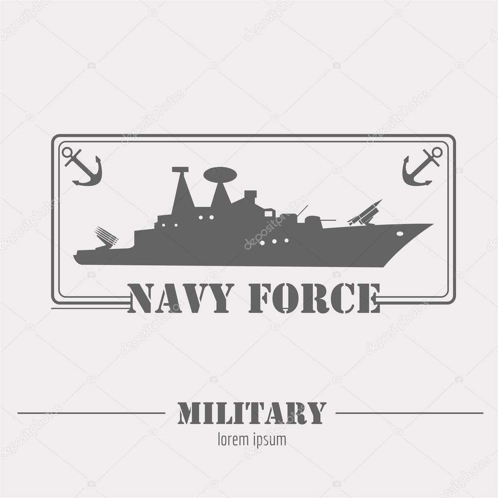 Military logo. Navy  force. Graphic template. Vector illustration
