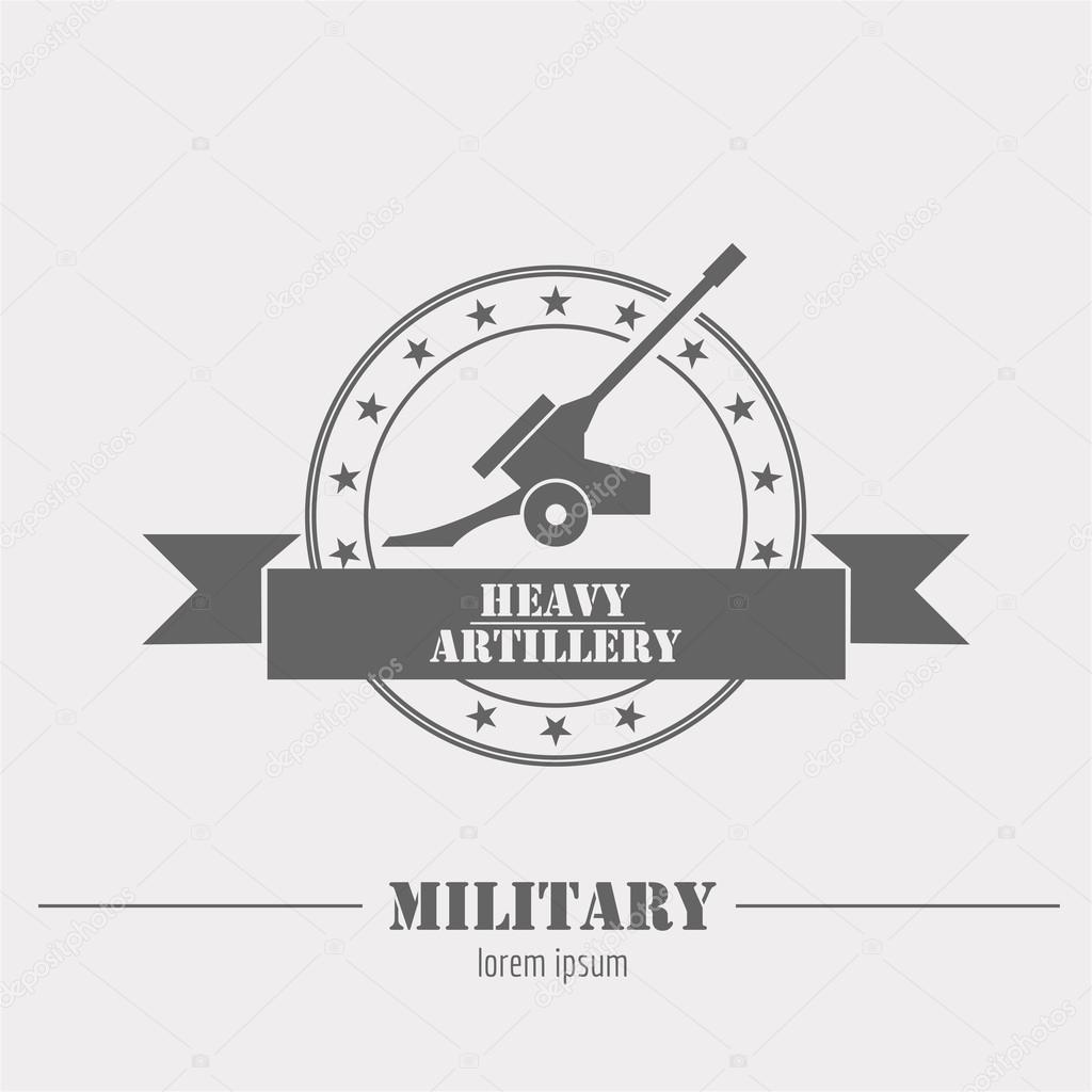 Military logo, badges. Cannon Graphic template. Vector illustration