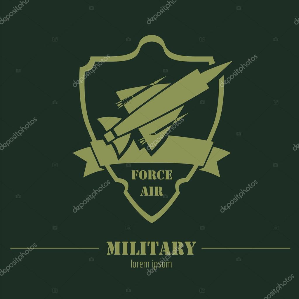 Military logo and badge. Air force. Graphic template. Vector illustration