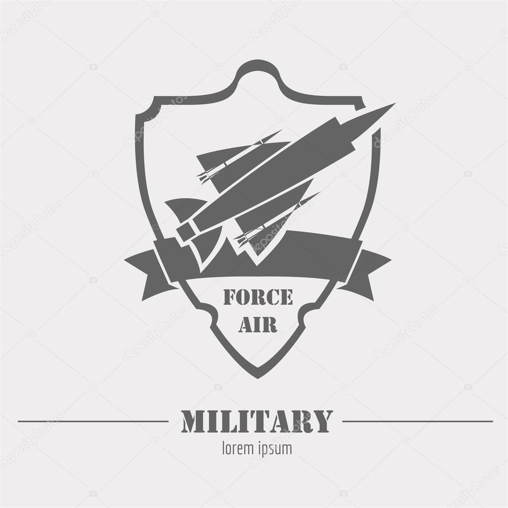 Military logo and badge. Air force. Graphic template. Vector illustration