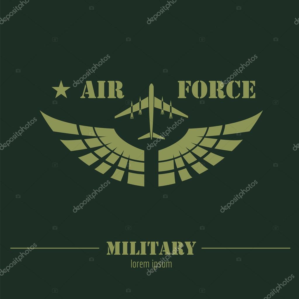 Military logo and badge. Air force. Graphic template. Vector illustration
