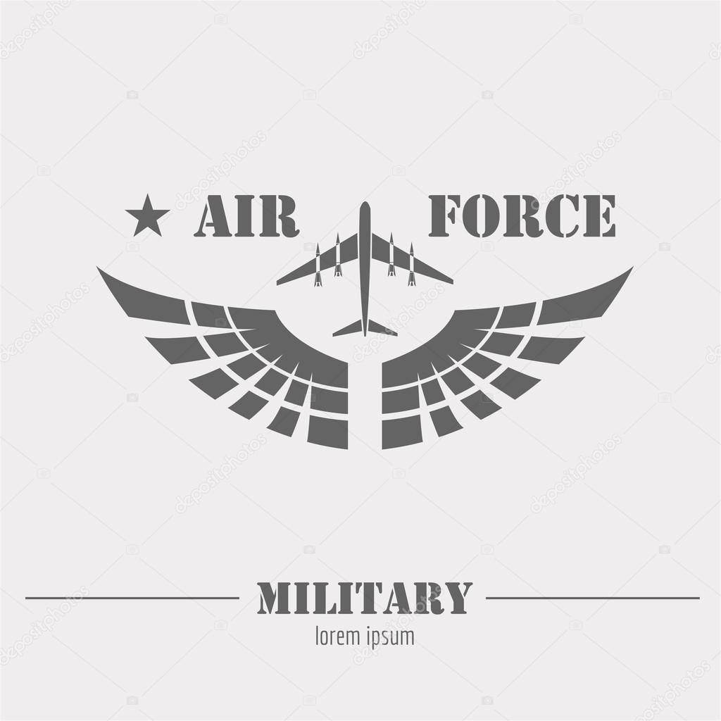 Military logo and badge. Air force. Graphic template. Vector illustration
