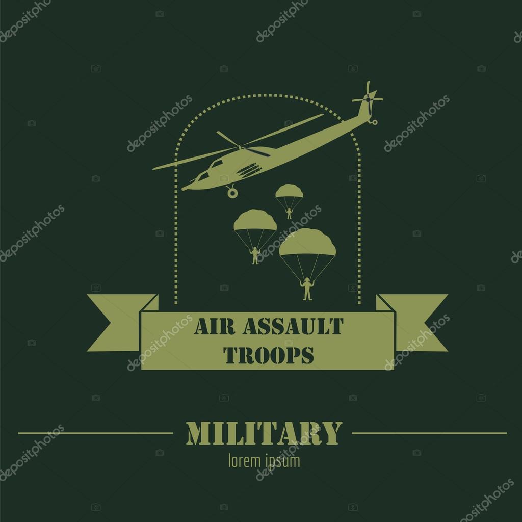 Military and armored vehicles logos and badges. Graphic template. Vector illustration