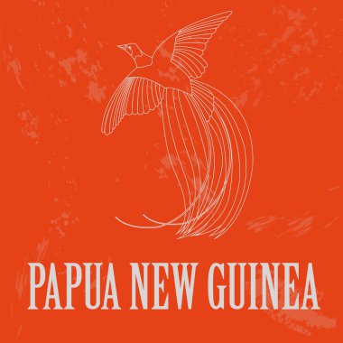 Papua Yeni Gine. Cennet kuşu. Retro tarz resim