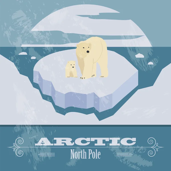 Arctic (North Pole). Retro styled image — Stock Vector