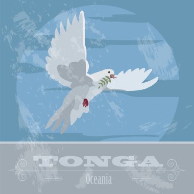 Tonga. Güvercin. Retro tarz resim