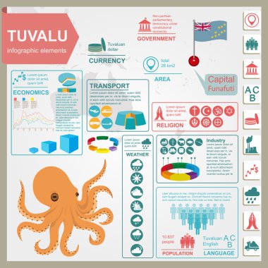 Tuvalu infographics, istatistiksel veri, manzaraları. Ahtapot. 