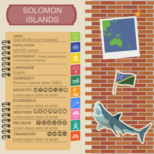 Solomon islands infographics, statistical data, sights — Stock Vector