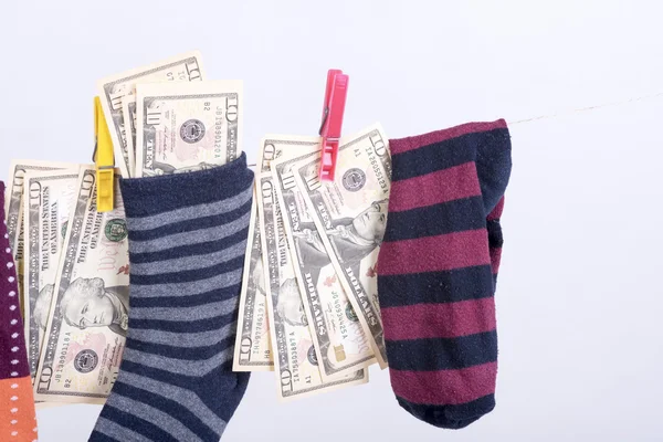 Savings hidden in a sock — Stock Photo, Image