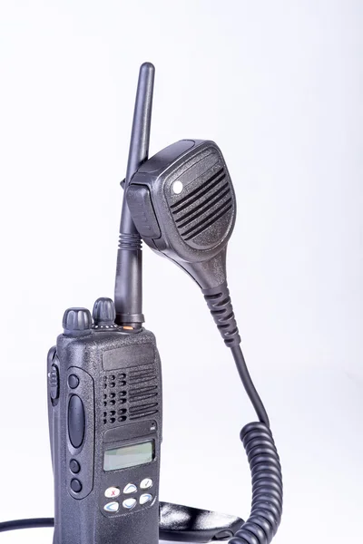 Conjunto de rádio portátil profissional compacto preto . — Fotografia de Stock