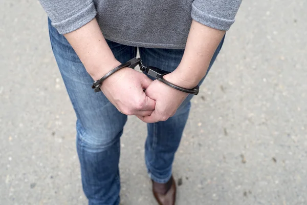 Women handcuffed criminal police — Stock Photo, Image