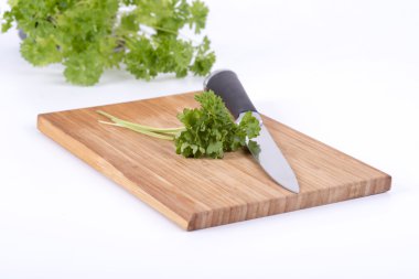 doğrama kurulu aşçılık üzerine maydanoz