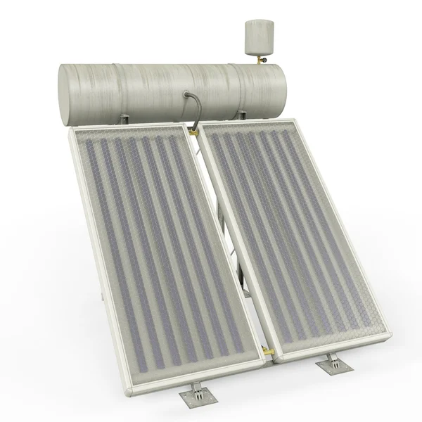 Solar water heater panels on white background. 3d render