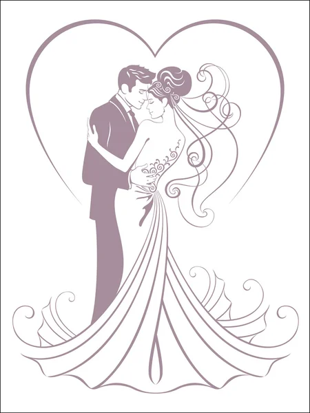 Bride and fiance — Stock Vector