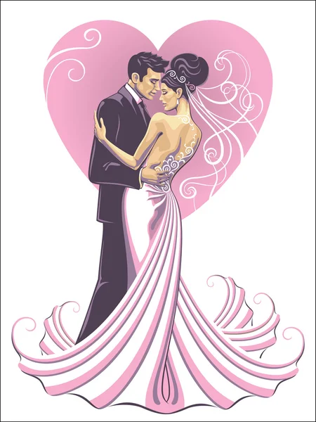 Bride and fiance — Stock Vector
