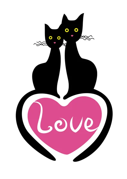Katter på hjärtat — Stock vektor