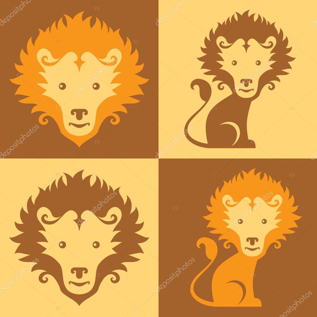 4 variations of logo lion cub