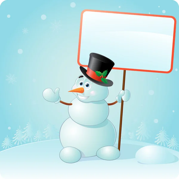 Bonhomme de neige dans un chapeau — Image vectorielle