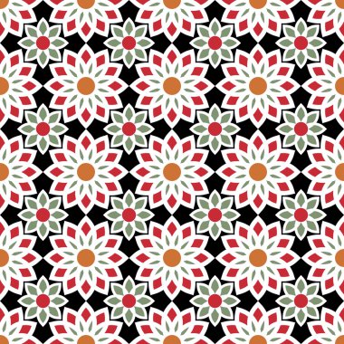 Floral Cute Pattern in bright Colors, 20s, 50s, 60s, 80s fashion style, trendy fabric and wrapping paper