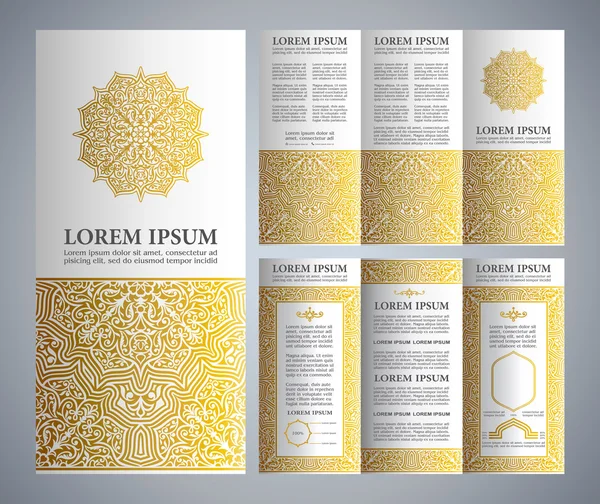 Brochure stile islamico vintage e modello di design volantino con logo — Vettoriale Stock