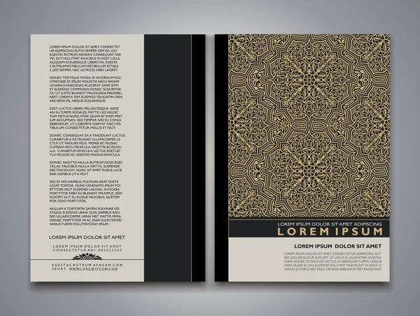 Brochure in stile asiatico e modelli di design volantino con ornamenti ricchi — Vettoriale Stock