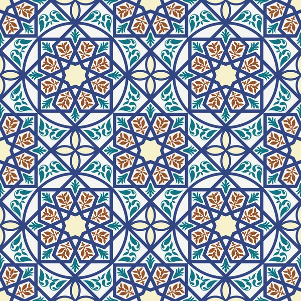 Vintage Arabische en islamitische achtergrond, etnische stijl ornamenten, geometrische versiering naadloze patroon — Stockvector