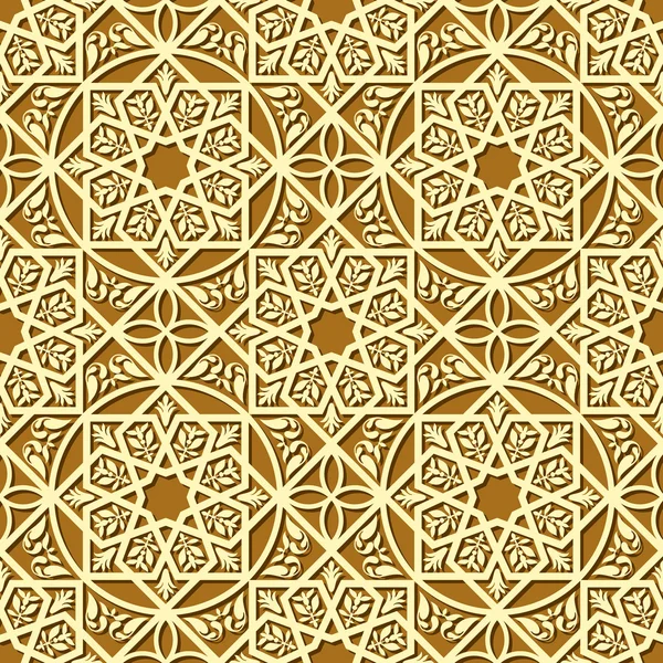 Vintage Arabische en islamitische achtergrond, etnische stijl ornamenten, geometrische versiering naadloze patroon — Stockvector