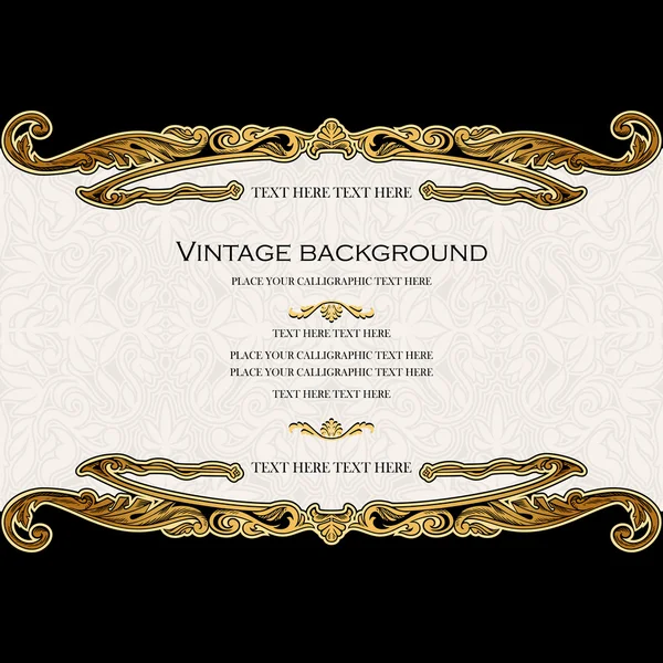 Fundo vintage, cartão de convite antigo, saudação real com rendas e ornamento floral — Vetor de Stock
