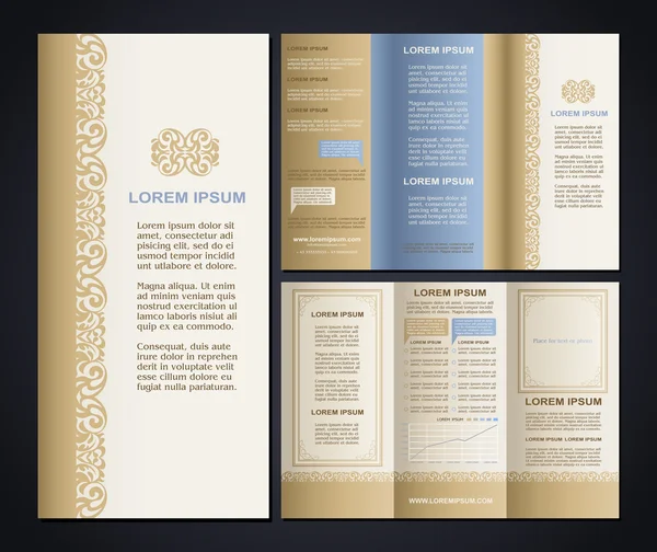 Modello di brochure in stile vintage con logo, layout di pagina — Vettoriale Stock