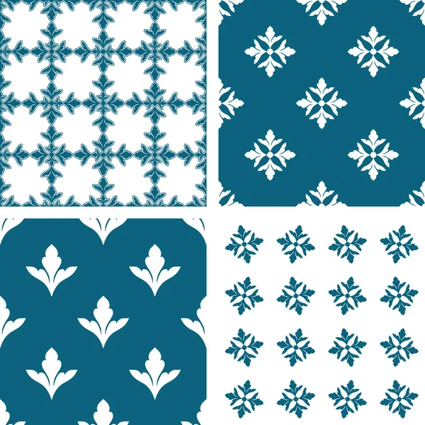 Vintage, damask backgrounds set, beautiful ornamentation, fashioned seamless patterns — Stock Vector