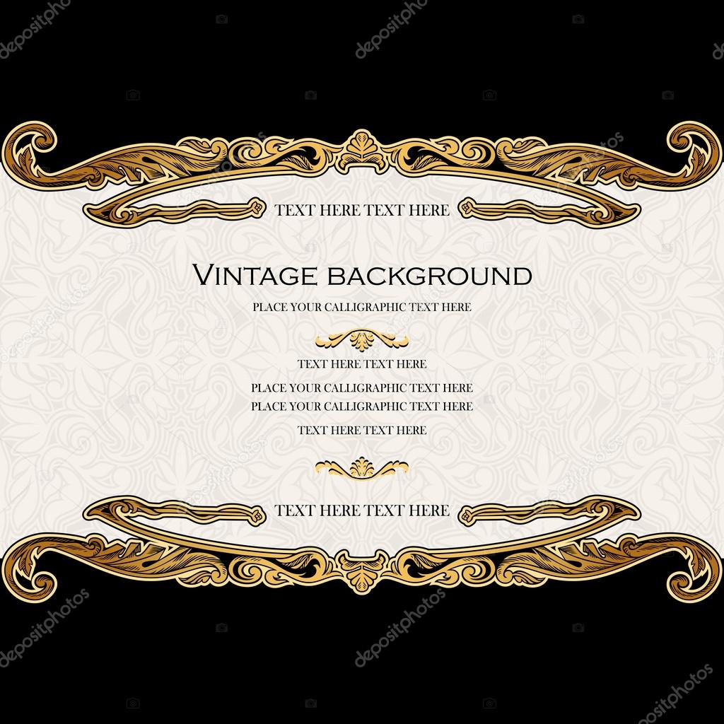 Vintage background, antique invitation card, royal greeting with lace and floral ornament