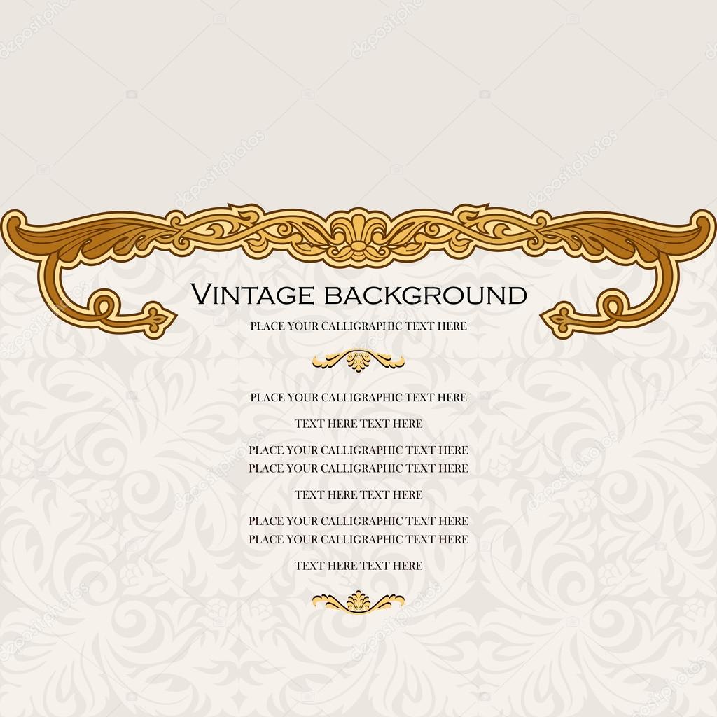 Vintage background, antique invitation card, royal greeting with lace and floral ornament