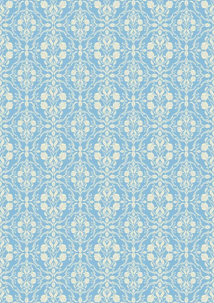 Damasco hermoso fondo, ornamentación floral de lujo real, azul, hermoso patrón sin costuras de moda — Archivo Imágenes Vectoriales